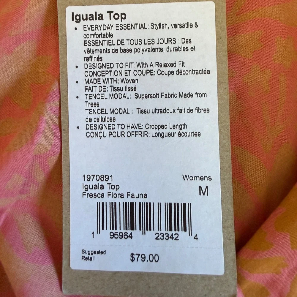 prAna Iguala Top Fresca Flora Fauna Pink Orange Floral Button Down Cropped M NEW - Picture 7 of 10